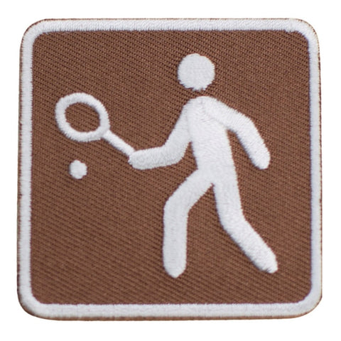 Tennis Applique Patch - Park Sign Recreational Activity Badge 2" (Iron on) - Patch Parlor