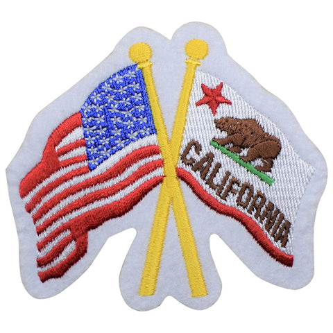 California Applique Patch - USA Flag, CA Flag, Felt Badge 3-3/8" (Iron on) - Patch Parlor