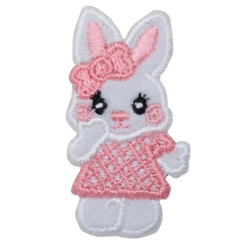 Easter Bunny Applique Patch - Pink Rabbit Badge 2" (Iron on) - Patch Parlor