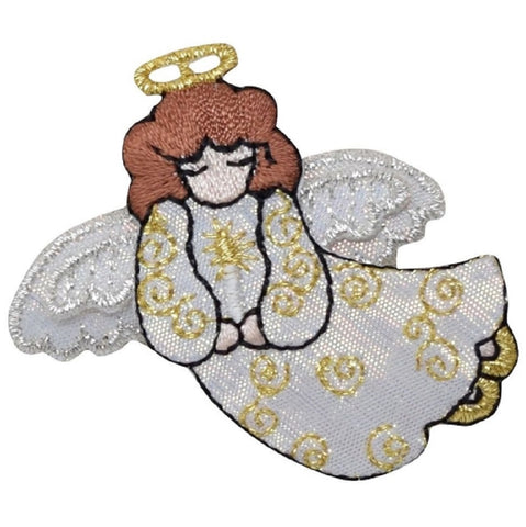 Angel Applique Patch - Halo, Flying and Praying 2-1/8" (Iron on) - Patch Parlor