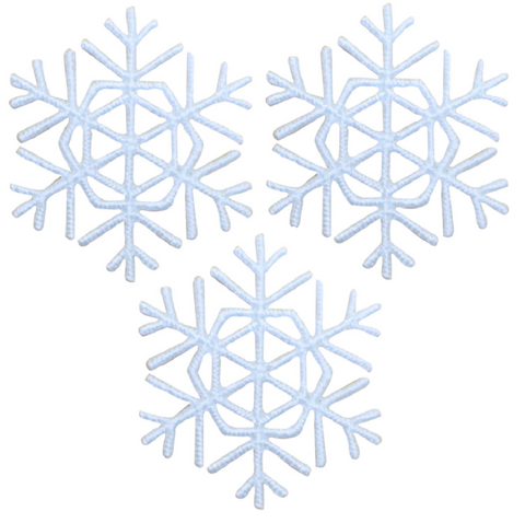 Mini Snowflake Applique Patch - White Snow, Winter 1.25" (3-Pack, Iron on) - Patch Parlor