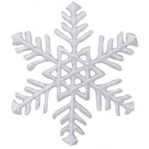 White Snowflake Applique Patch - Snow, Winter Badge 1.75" (Iron on) - Patch Parlor