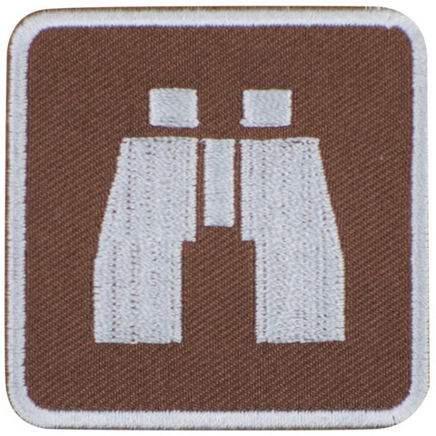 Wildlife Viewing Patch - Binoculars Park Recreational Sign Embroidered Badge 2" (Iron Or Sew On)