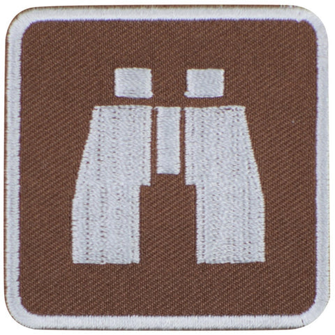 Wildlife Viewing Applique Patch - Binoculars Park Sign Activity 2" (Iron on)