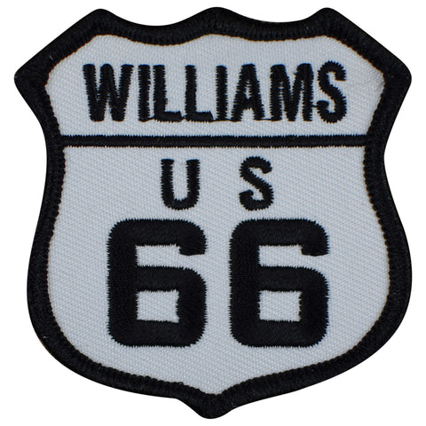 Williams Arizona Patch - Route 66 AZ Sign, Black & White 2.5" (Iron on)