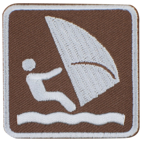 Windsurfing Patch - Park Sign Wind Surfing Recreational Activity Embroidered Badge 2" (Iron Or Sew On)