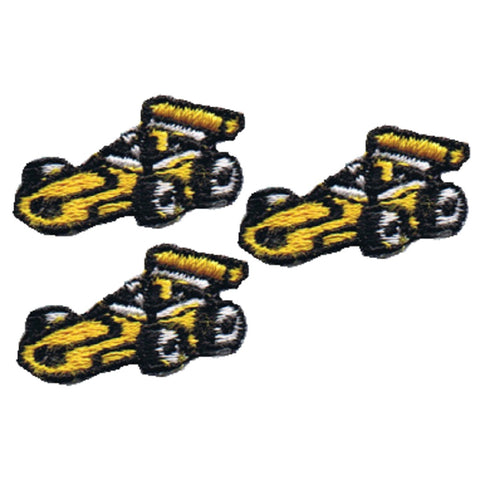 Vintage Mini Race Car Applique Patch - Yellow Racer, Speedway 1.25" (Sew on) - Patch Parlor