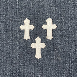 Mini White Cross Applique Patch - Religious Jesus Badge 1.25" (3-Pack, Iron on)