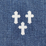3-Pack White Cross Applique Patch - Embroidered Christian Badge 1.25" (Iron On)