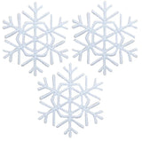 3-Pack Snowflake Applique Patch - Mini Embroidered White Snow Winter Badge 1.25" (Iron On)