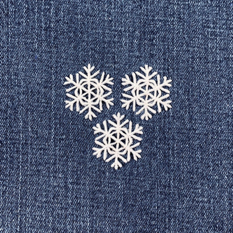 3-Pack Snowflake Applique Patch - Mini Embroidered White Snow Winter Badge 1.25" (Iron On)