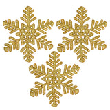 3-Pack Snowflake Applique Patch - Embroidered Metallic Gold Snow Winter Badge 1.75" (Iron On)
