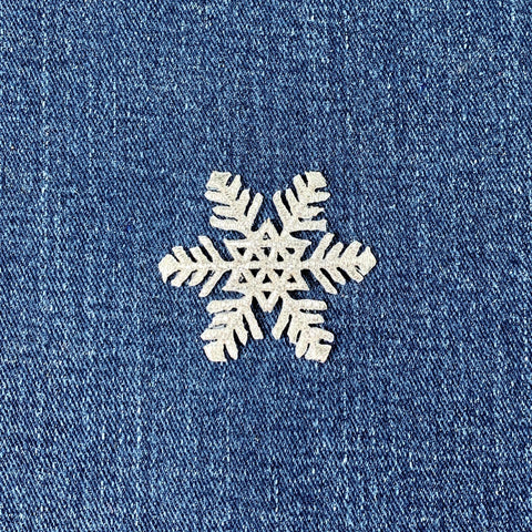 Silver Snowflake Applique Patch - Embroidered Winter Snow Badge 1.75" (Iron On)