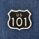 Highway Sign US 101 Patch - Black & White California Oregon Washington Embroidered Badge 2-7/8" (Iron Or Sew On)