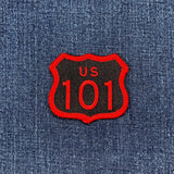 Patch with 'US 101' design on a denim background