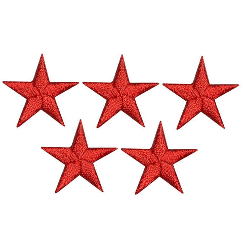 Star Applique Patch - Red 7/8" (5-Pack, Small, Iron on)