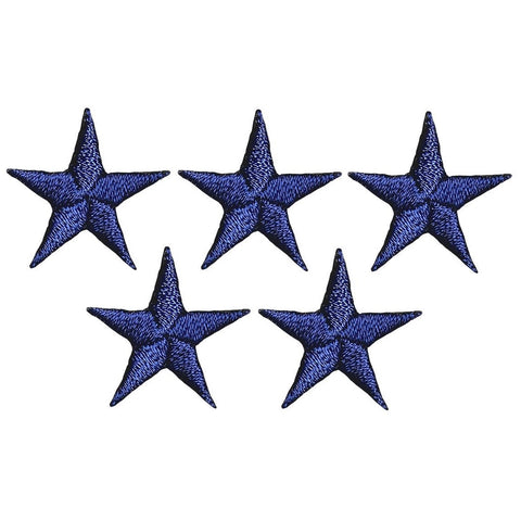 Star Applique Patch - Navy Blue 7/8" (5-Pack, Small, Iron on)