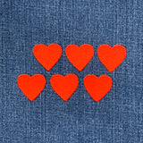 6-Pack Heart Applique Patch - Mini Embroidered Love Badge 1" (Iron On)