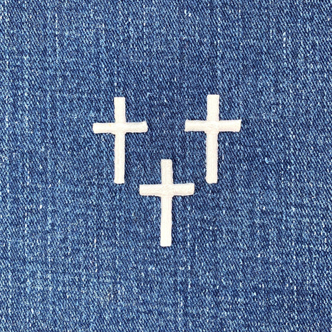 3-Pack Cross Applique Patch - White Christian Baptism First Communion Badge 1"