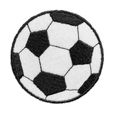 a soccer ball patches made from embroidery on a white background