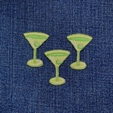 3-Pack Martini Applique Patch - Cocktail Olive Alcohol Bar Drink Embroidered Badge 1.5" (Iron on)
