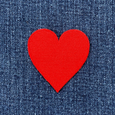 Heart Applique Patch - Red Embroidered Badge 2" (Iron Or Sew On)