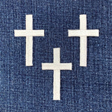 3-Pack White Cross Applique Patch - Embroidered Jesus Christian Badge 2" (Iron On)