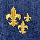 3-Pack Gold Fleur De Lis Applique Patch Set - Embroidered Decorative Badges (Iron On)