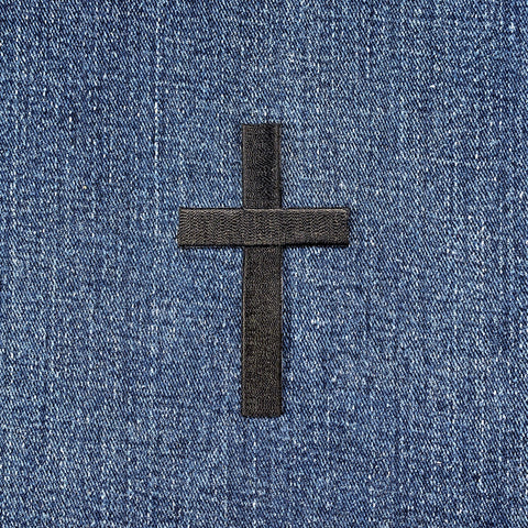 Black Cross Applique Patch - Embroidered Christ Jesus Badge 3" (Iron On)