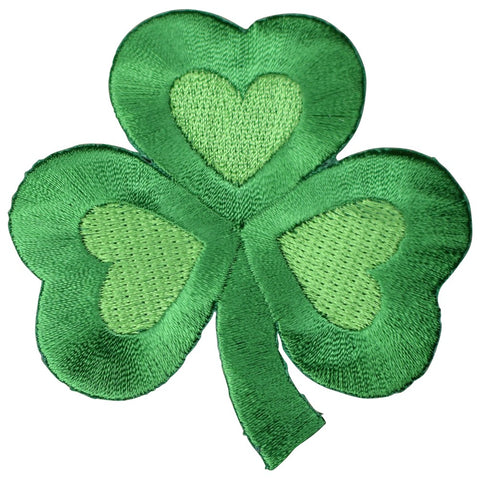 Large Shamrock Applique Patch - Heart, Clover, Good Luck Badge 3" (Iron on)