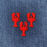 3-Pack Crawfish Lobster Applique Patch - Embroidered Seafood Badge 1.5" (Iron On)