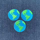 3-Pack Planet Earth Applique Patch - Embroidered Space Badge 1.5" (Iron Or Sew On)