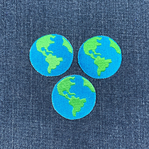 3-Pack Planet Earth Applique Patch - Embroidered Space Badge 1.5" (Iron Or Sew On)
