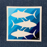 3 Tunas Sticker - Fish Ocean Saltwater Fishing Large Vinyl Decal 4"
