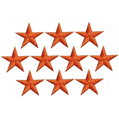 Star Applique Patch - Orange Embroidered Badge 5/8" (10-Pack, Iron on)