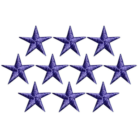 Star Applique Patch - Purple Embroidered Badge 5/8" (10-Pack, Iron on)