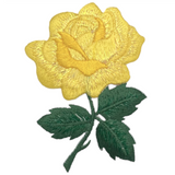 Yellow Rose Applique Patch - Embroidered Flower Garden Badge 3-1/8" (Iron On)