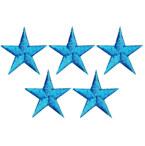 Star Applique Patch - Turquoise Embroidered Star Badge 7/8" (5-Pack, Iron on)