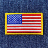 American flag patch on a denim background