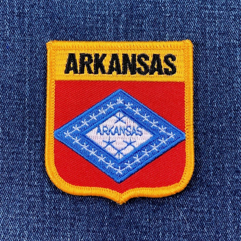 Arkansas Patch - Embroidered Flag Shield Badge 2.75" (Iron On)
