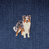 Australian Shepherd patch on a denim background