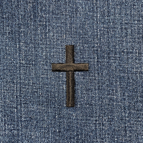 Black Cross Applique Patch - Embroidered Christ Jesus Badge 2" (Iron On)