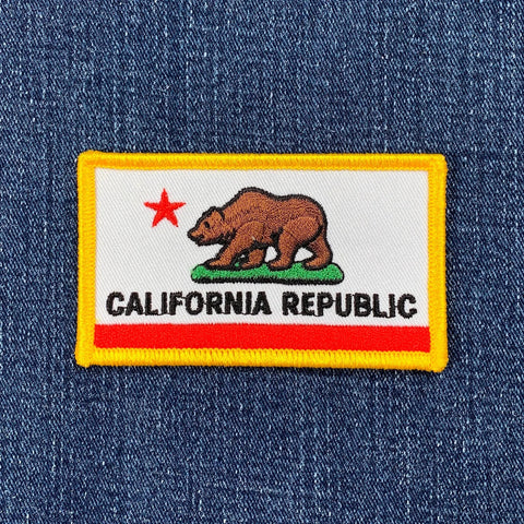 California Republic flag patch on denim fabric