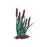 embroidered reeds and cattails patch on a white background