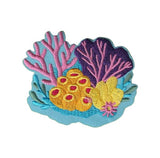 Colorful coral reef patch on a white background