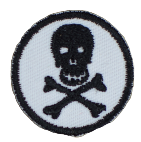 Mini Skull Patch - Circle Skeleton Badge 1" (Iron on)