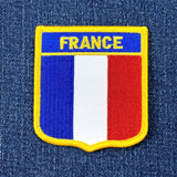 France Patch - Embroidered Flag Shield Badge 2.75" (Iron On)