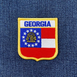 Georgian flag patch on a denim background