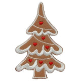 Gingerbread Christmas Tree Applique Patch - Embroidered Cookie Badge 2-5/8" (Iron On)