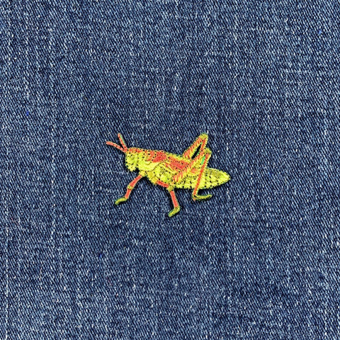 Grasshopper Applique Patch - Embroidered Insect Badge 1-5/8" (Iron On)